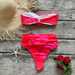 Two-Pieces Women Floral Lace Up 2023 Push-Up Padded Bra Print Bikini Set Swimsuit Swimwear Bathing Suit Beachwear Biquini