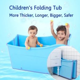 Bathtubs Large Folding Insulated BathTub for Children Thicken Pink/Blue Kids Heightening Bathtub Girls&Boy Bath Barrels