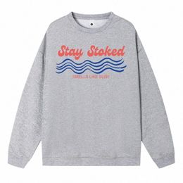 street Plus Size Women Sweatshirts Stay Stoked Smells Like Surf Wave Pattern Print Hoody Loose Warm Pullover Soft Fleece Clothes a9dw#