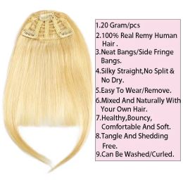 Straight Remy Human Hair Bangs 3 Clips In Hair Extensions Human Hair Muti-Color 20g Small Fringe Bangs Natural Look Hair Piece