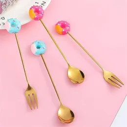 Spoons Household Tableware 430 Stainless Creative Design Round And Smooth Functional Practical Durable Cute Cartoon Fruit Fork Gift