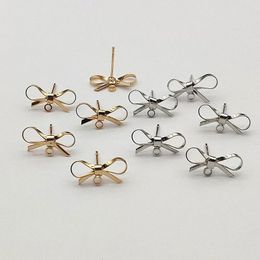 ARRIVAL 16x8mm 100pcs Brass Earring Stud Copper Bows Earrings Connectors For DIY PartsJewelry Findings Components 240315