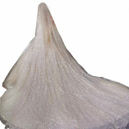b58-d Luxury Cathedral Wedding Veil Bling Bling Bridal Veils Soft Single Tier Bridel Veil with Comb Glitters Wedding Accories e2ID#