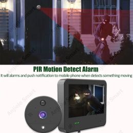 Smart Tuya 1080P WiFi Doorbell Video Peephole Door Camera Wifi 6000mAh 4.3-inch PIR FHD Infrared Digital Viewer