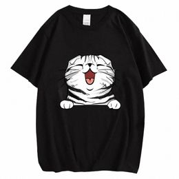 animal Cats Kitten Chest Graphic Print T Shirt Christmas Men Women Hip Hop Streetwear Short Sleeve Plus Size T Shirt Unisex w64S#