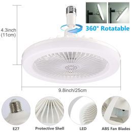 30W E27 LED Ceiling Fans with Light Remote Control Dimmable Ceiling Lamp Bulb Indoor Bedroom Chandelier with Cooling Fan 3 Modes