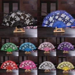 Decorative Figurines Lolita Gothic Fan Unique Goods Spanish Lace Rose Folded HandHeld Dance Fans Flower For Party Decoration Bamboo Cosplay