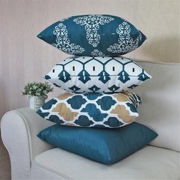 Pillow Throw Covers Set Of 4 Cotton Home Decor Square Geometric Abstract Cover Decorative Modern Outdoor Indoor