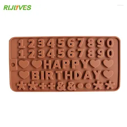 Baking Tools 1 Pc Happy Birthday Letters And 0-9 Number Shape Chocolate Moulds Words Cake Pudding Dessert Decoration