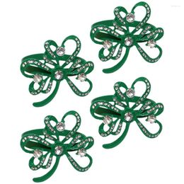 Table Cloth 4 Pcs Shamrock Napkin Rings Buckles Mouth Circle Decors Alloy Serviette Elegant Clasps Holiday