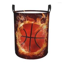 Laundry Bags Basketball Burning Hamper Large Storage Basket Sports Lover Kids Nursery Toy Organizer