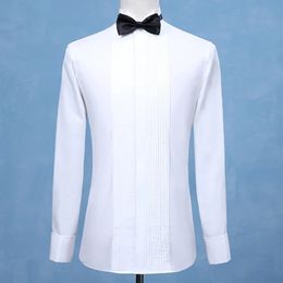Fashion Groom Tuxedos Shirts Man Groomsmen White Black Red Men Wedding Shirts Formal Ocn Men Shirts Wingtip Collar 240327