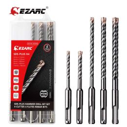 EZARC 5PCS 2/4-Cutter Carbide Tips SDS-Plus Rotary Hammer Drill Bit Set for Reinforced Concrete, Masonry, Marble, Brick and Tile