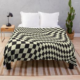 Blankets LSG Distorted Chequered Throw Blanket Cotton Knit For Sofa Stuffed Comforter