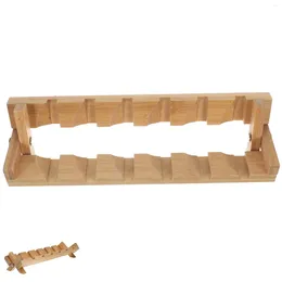 Kitchen Storage Bamboo Tea Cup Holder Folding Drying Rack Kungfu