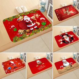 Bath Mats High Quality Flannel Fabric Christmas Bathroom Rugs Nonslip Water-absorbent Mat Home Decoration Santa Claus Snowman Shower