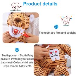 Dental Plush Dolls Teaching Tooth Model For Kids Learning Brushing Educational Soft Toys Animal Dental Brushing Teeth Teaching M