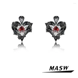 Stud Earrings MASW Original Design Cool Style Hiphop Black Heart For Women Girl Gift Fashion Accessories Jewellery