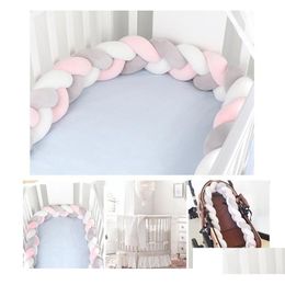 Bedding Sets Bedding Sets 4M Baby Bed Bumper On The Crib Set For Born Cot Protector Knot Braid Pillow Cushion Anticollision 220718 Dro Dhfdi