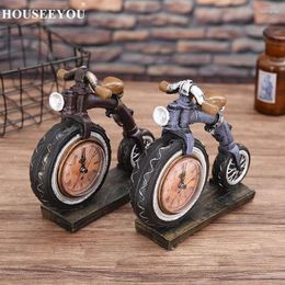 Table Clocks Retro European Style Home Creative Motorcycle Clock Decoration Resin Crafts Ornaments For Children Birthday Gifts Presents