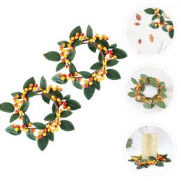 Decorative Flowers Ring Centerpiece Artificial Berry Wreath The Christmas Thanksgiving Prop