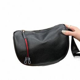 2021 Fi Women Genuine Leather Bag Soft Skin Women's Bag Vintage Ladies Shoulder Menger Bag Wild Black Leather Handbags e1pb#