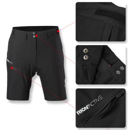 RION Cycling Shorts Men Detachable Padded Undershorts MTB Mountain Bike Wear Pockets Quick Dry Breathable Men's Tights 2 In 1