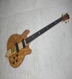 Factory Natural Wood Colour Unusual Electric Bass Guitar with 4 StringsNeckThruBodyClouds Maple VeneerHigh QualityCan be Cust6714248