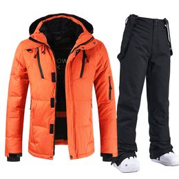 Men Snowboard Suits New Windproof Waterproof Warm Thicken Snow Pants And Down Jacket Ski Clothes Set Winter Ski Suit Men Brands