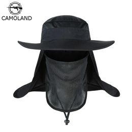 CAMOLAND Summer UPF 50 Sun Hat Women Men 2 IN 1 Bucket Hats With Face Neck Flap Male Windproof Fishing Outdoor Hiking Caps 240320
