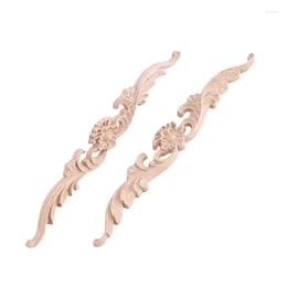 Decorative Figurines 24Pcs Wood Appliques And Onlays Unpainted DIY Carved Onlay For Bed Door Cabinet Wardrobe