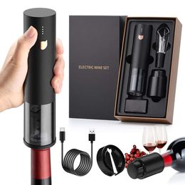 Gifts Automatic Rechargeable Cordless Electric - Wine Bottle Opener with Aluminum Foil Cutter, 2-in-1 Aerator Pourer, Vacuum Stopper, Gift Box