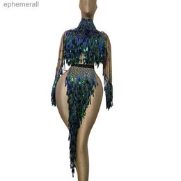 Urban Sexy Dresses Sequins Bare leg Dancer with Tassel Stage Dress Party Women Backless Nightclub Showgirl Performance Costumes yq240330