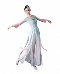 classical Chinese Classic Dance Costume Women's Ethnic Style Elegant Fairy Dance Fan Dance Gradient Dr y19z#