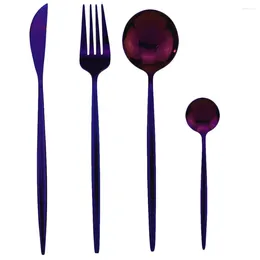 Flatware Sets Colourful Tableware Set Mirror Cutlery 304 Stainless Steel Utensils Kitchen Dinnerware Include Knife Fork Spoon 18/10