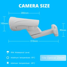 Outdoor PoE PTZ Bullet IP Camera 5MP 8MP 4K HD 10x Optical Zoom CCTV Security Waterproof 330ft Laser IR Surveillance XMEYE