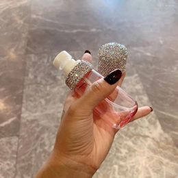 Storage Bottles Acrylic Perfume Spray Bottle Portable Diamond Inlay Press Type Travel Cosmetic Container Transparent Refillable Sprayer