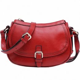 oil Wax Genuine Leather Shoulder Bags Crescent Type Women Menger Bags Vintage Crossbody Bag MQ23 L4Az#