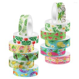 Gift Wrap 12 Rolls Decor Flamingo Pocketbook Stationery Tape Crafts Adhesive Green Washi Tapes DIY Scrapbook Bulk