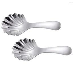 Spoons 2Pcs Stainless Steel Dessert Cake Spoon Table Metal Teaspoons Dinner