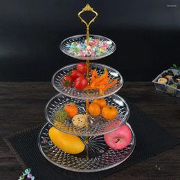 Decorative Figurines Creative Dish Transparent Fruit Plate Ktv Plastic Multi-Layer Cake Double