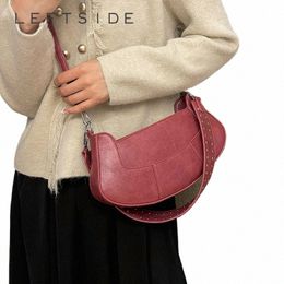 leftside Y2K Style PU Leather Small Crossbody Bags for Women 2023 Korean Fi Saddle Shoulder Bag Handbags And Purses B8mZ#