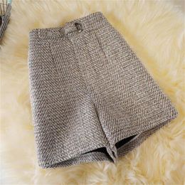 Women's Shorts Fashion Wide-Leg Pants Boots Trousers Female Wear Out Short Loose Spring Woollen Autumn Winter High Waist S-2xl