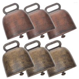 Party Supplies 6 Pcs Pet Bell Metal Cowbell Retro Decor Rustic Chime Copper Vintage Cattle Bells