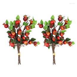 Party Decoration 2Pcs Artificial Pomegranate Branches Lifelike Tree Diy Decor Christmas Home Table Wreath Drop Delivery Garden Festive Dha5Q