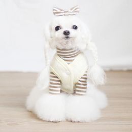 Dog Apparel Autumn And Winter 2024 Teddy Bear Embroidery Warm Thick Suede Vest Pomeranian Cat Small Clothes