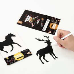 8Pcs Magic Scratch Drawing Paper DIY Scratch Art Bookmark Kids Drawing Toys Painting Book Creative Card Sticker Educational Toys