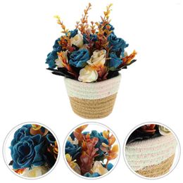 Decorative Flowers Home Decor Pastoral Style Flower Box Small Fake Bonsai Basket Bouquet Ornaments Lifelike Potted Plants Simulation