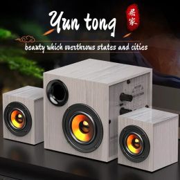 Speakers Wooden Plugin Desktop Bluetooth 2.1 Wired Speaker High Volume Home Computer Audio Overweight Subwoofer Notebook Phone Speaker