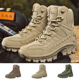 Military Man Tactical Boots Anti-Slip Ankle Boots Army Boots Men with Side Zipper Big Size Work Safety Shoes Motocycle Boots